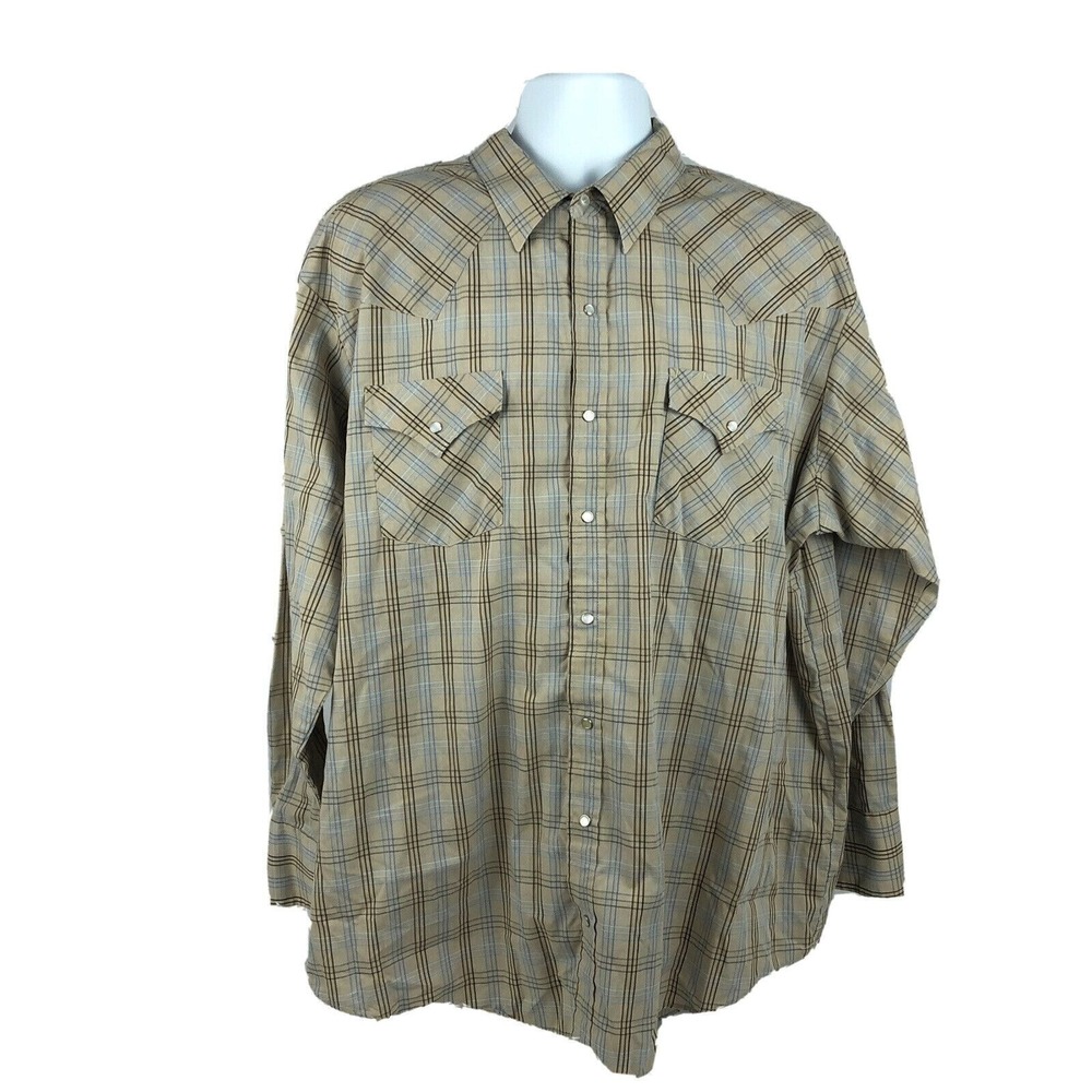 Plains Western Wear Big Man Cowboy Shirt Size 2XL Pearl Snaps Ranch Farmer Rodeo